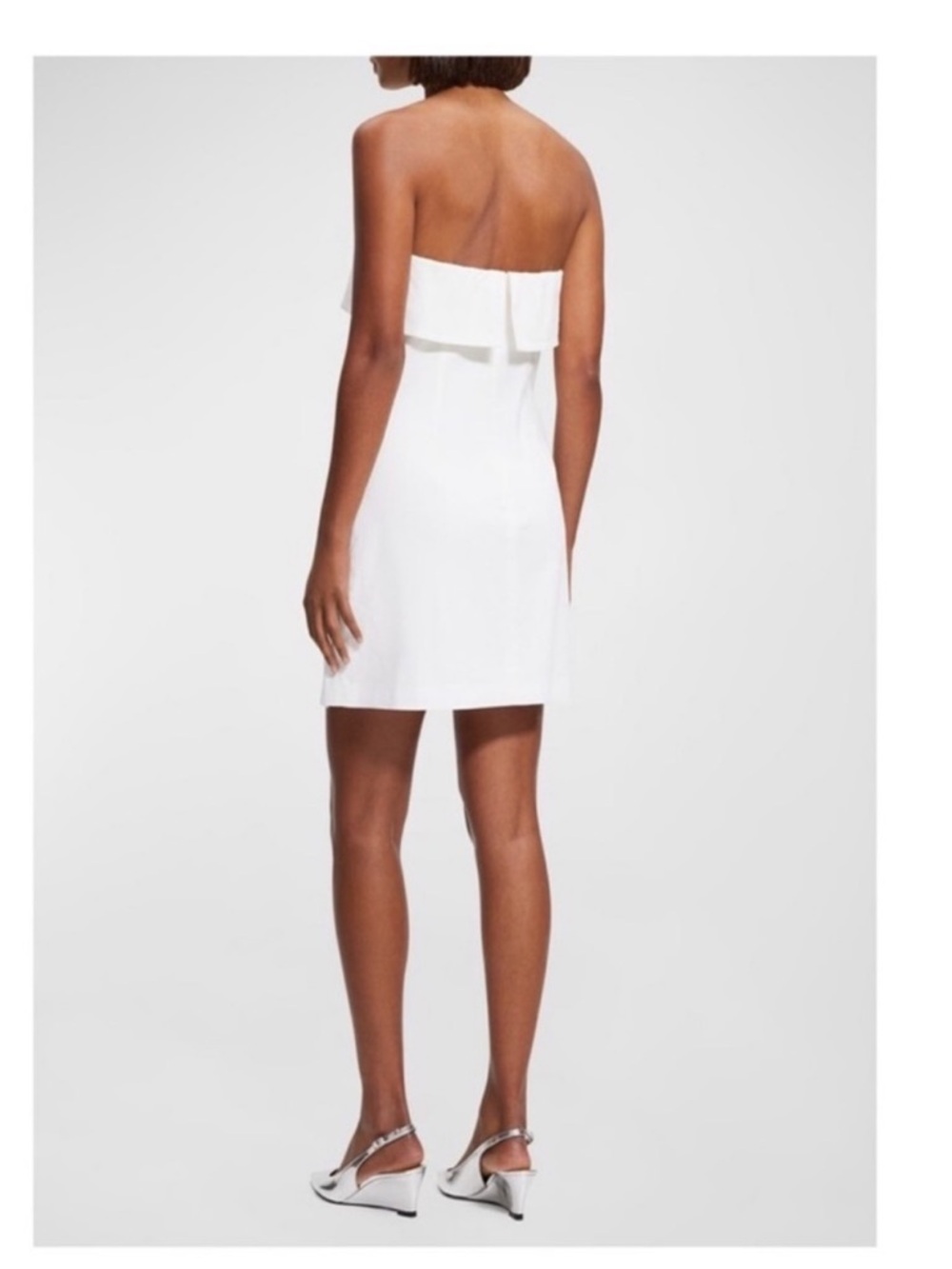 New! THEORY Foldover Eco Crunch Strapless Linen-Blend Mini Dress - Picture 5 of 9